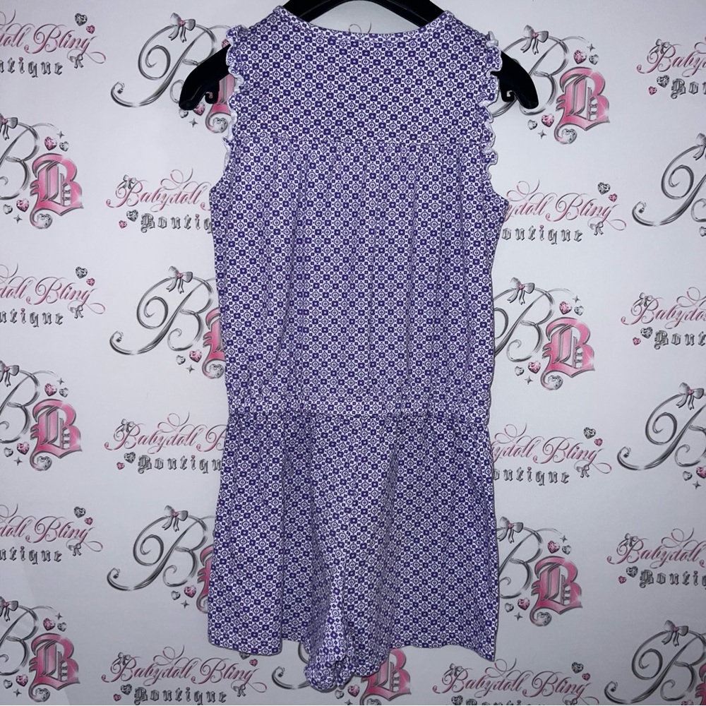 Juicy couture romper one piece purple white gold buttons ruffle frill sleeves - Picture 4 of 9